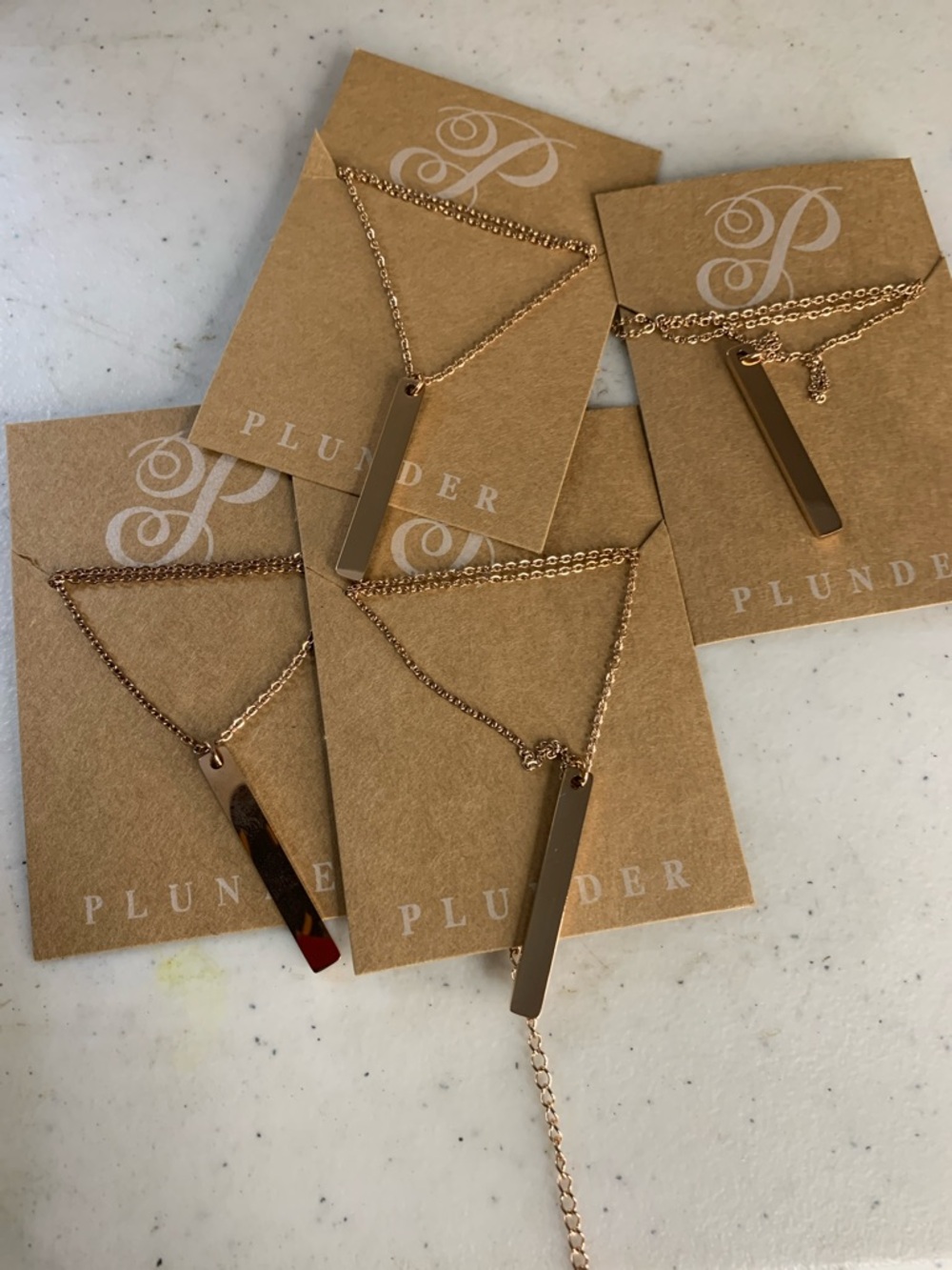 Plunder Rose Gold Vertical Bar Necklace Trio -Pendant Set of 4 stain steel